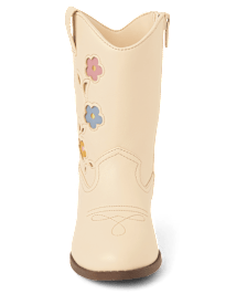 Girls Embroidered Floral Cowgirl Boots Country Charm BEIGE Gymboree CA