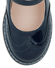 Girls Perforated Faux Patent Leather Ballet Flats - Classroom Cutie