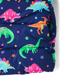 Girls Dino Puffer Jacket - Dino Friends