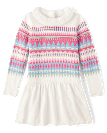 Girls Fairisle Sweater Dress - Little Snowflake