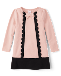 Girls Scalloped Ponte Shift Dress - Lil' Leopard