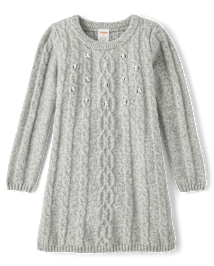 Girls Pearl Cable Knit Sweater Dress - Tiny Dancer