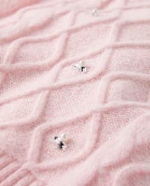 Girls Jeweled Cable Knit Sweater - Tiny Dancer