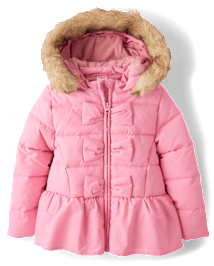 Girls Bow Ruffle Puffer Jacket - Tiny Dancer