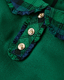 Girls Plaid Collar Top - Holiday Express