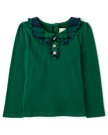 Girls Plaid Collar Top - Holiday Express