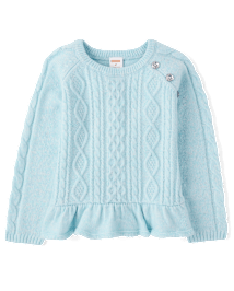 Girls Cable Knit Peplum Sweater - Little Snowflake