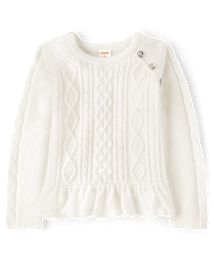 Girls Cable Knit Peplum Sweater - Little Snowflake