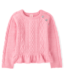 Girls Cable Knit Peplum Sweater - Little Snowflake