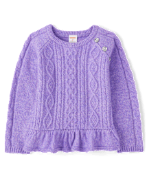 Girls Cable Knit Peplum Sweater - Little Snowflake