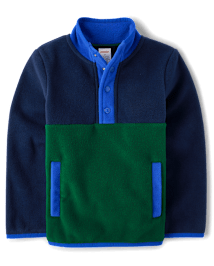 Pull micromolleton demi-bouton à contraste de couleurs pour garçons - Little Essentials
