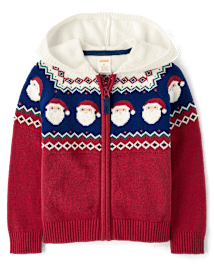 Boys Santa Fairisle Zip Up Sweater - Holiday Express