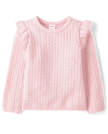 Girls Cable Knit Ruffle Sweater - Tiny Dancer