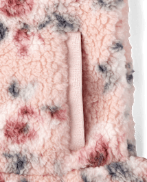 Girls Floral Sherpa Half Zip Pullover - Little Essentials