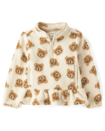 Pull demi-fermeture à glissière Fille Bear Sherpa - Little Essentials