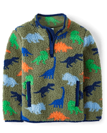 Boys Dino Sherpa Half Zip Pullover - Little Essentials