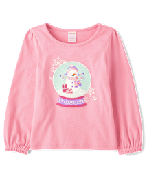 Haut Fille Snow Globe - Petit Flocon de Neige