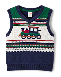 Boys Sleeveless Train Fairisle Sweater Vest Holiday Express NOBLE FOREST Gymboree CA
