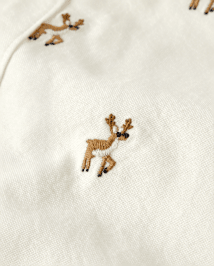 Boys Schiffli Reindeer Oxford Button Up Shirt - Holiday Express