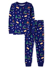 Kids Christmas Train Snug Fit Cotton Pajamas - Gymmies