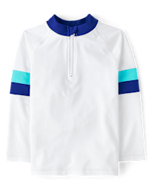 Boys Striped Zip Rashguard - Swim