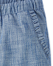 Pantalon de jogging à volants en chambray pour fille - Little Essentials