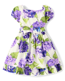 Girls Mommy And Me Floral Bow Fit And Flare Dress - Lavender Fields