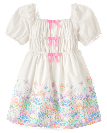 Robe fleurie à nœud en forme de lapin pour fille - Garden Party