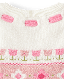Girls Floral Fairisle Peplum Sweater Dress - Blushing Blooms