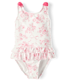 Girls Floral Bow One Piece Swimsuit - Swim