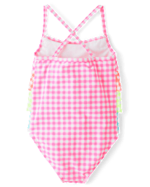 Girls Gingham Ruffle One Piece Swimsuit - Swim