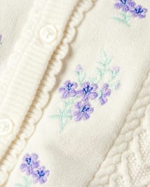 Cardigan fleuri brodé pour fille - Champs de lavande