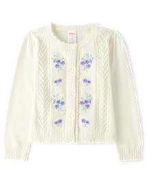 Cardigan fleuri brodé pour fille - Champs de lavande
