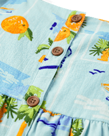 Girls Travel Linen-Blend Tiered Dress - Swim