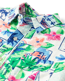 Chemise boutonnée en lin mélangé pour homme, motif « papa et moi » - Riviera italienne