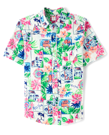 Chemise boutonnée en lin mélangé pour homme, motif « papa et moi » - Riviera italienne