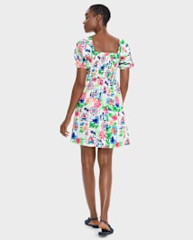 Robe à smocks en lin mélangé pour femme, motif « Maman et moi » - Riviera italienne