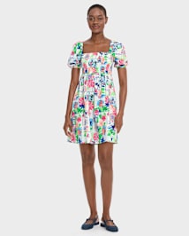 Robe à smocks en lin mélangé pour femme, motif « Maman et moi » - Riviera italienne