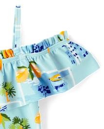 Girls Travel Off Shoulder One Piece Swimsuit - Swim