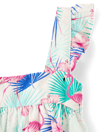 Girls Flamingo Tiered Dress - Swim
