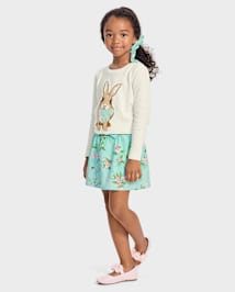 Girls Embroidered Bunny Sweater - Spring Celebrations