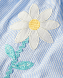 Robe ajustée et évasée en seersucker à fleurs appliquées pour fille - Garden Party
