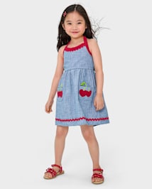 Robe dos nu brodée cerises pour fille - Sweet Summer