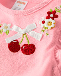 Girls Embroidered Cherry Ruffle Top - Sweet Summer