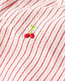 Short à enfiler en seersucker à motif cerises brodées pour fille - Sweet Summer