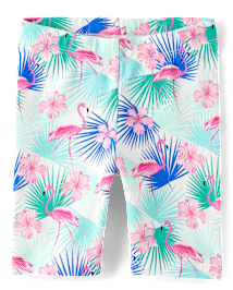 Girls Flamingo Bike Shorts - Seaside Palms