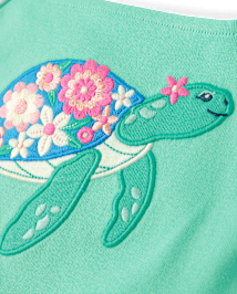 Girls Embroidered Turtle Top - Seaside Palms