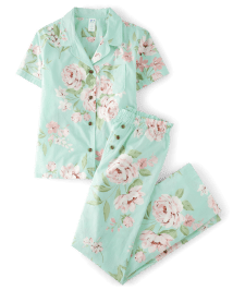 Womens Floral Poplin Pajamas