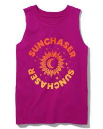 Girls Graphic Oversized Muscle Tank Top