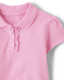 Polo d'uniforme en piqué à volants pour toute-petite fille